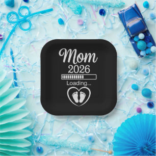 Mom 2026 Loading Dad Pregnancy Announcement Baby Paper Plate