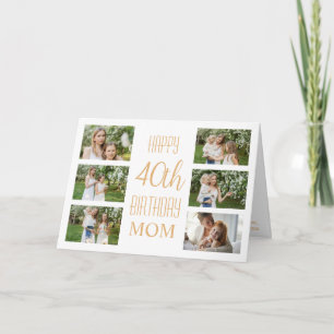 Mom 30th Birthday White Gold 6 Photos Collage Card