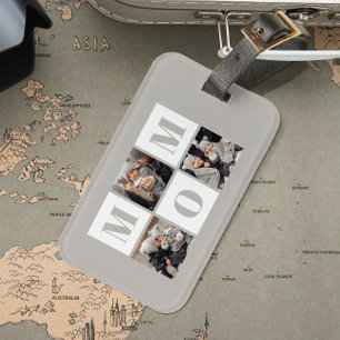 Mom 3 Photo Collage Grey Luggage Tag