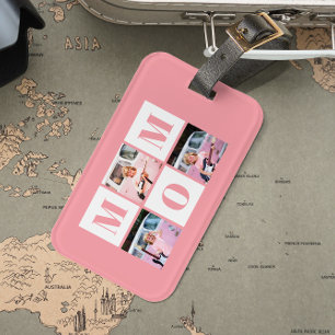 Mom 3 Photo Collage Pink Luggage Tag