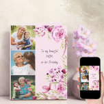 Mom 3 Photo Feminine Pink Floral Birthday Card<br><div class="desc">Say Happy Birthday Mom with a feminine floral birthday card, personalized with 3 of your favourite photos and a custom message. This pretty photo card has a watercolor flowers in shades of pink and green on a light pink background with simple script typography. The template is set up for you...</div>