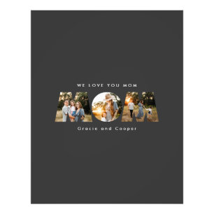 Mom 3 photo modern elegant black white mothers day print