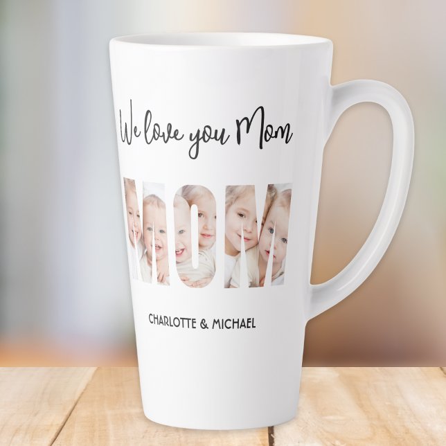 Mom 3 Photos Cutout Letters Latte Mug (Creator Uploaded)