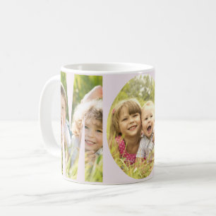MOM 3 Photos Cutout Letters Pink or Your Colour Coffee Mug