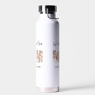 Mom 3 Photos Cutout Letters Water Bottle