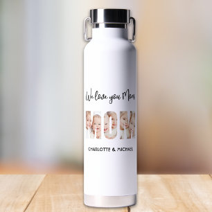 Mom 3 Photos Cutout Letters Water Bottle