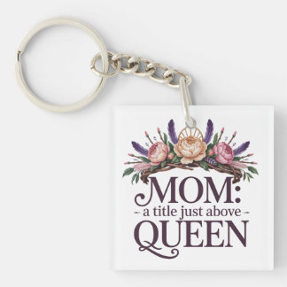 Mom A Title Just Above Queen Keychain