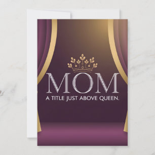 Mom Above Queen Crown Mother's Day Purple Gold Holiday Card