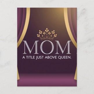 Mom Above Queen Crown Mother's Day Purple Gold Holiday Postcard
