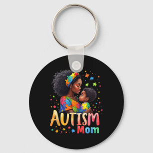 Mom Afro Autism Awareness Mama Black Autism  Keychain