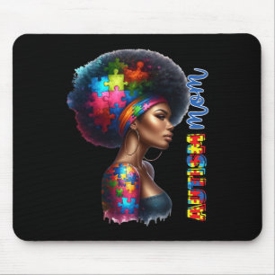 Mom Afro Autism Awareness Mama Black Autism Mother Mouse Pad