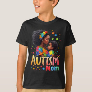 Mom Afro Autism Awareness Mama Black Autism  T-Shirt