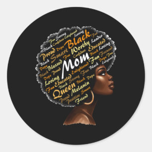 Mom Afro Woman Black History Month Blm Melanin Mot Classic Round Sticker