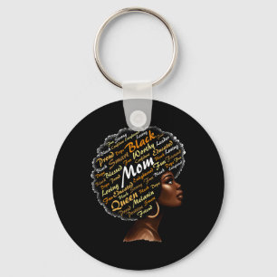 Mom Afro Woman Black History Month Blm Melanin Mot Keychain