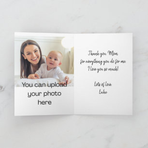 Mom Alphabet Tracing Mother's Day Custom Greeting  Thank You Card