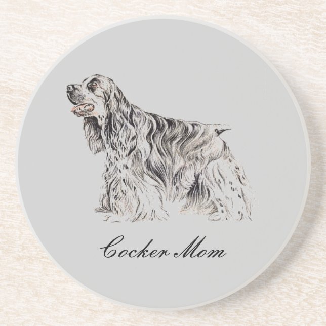 Mom, American Cocker Spaniel Sandstone Coaster (Front)
