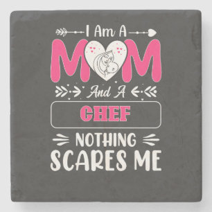 Mom And A Chef Nothing Scares Me, Funny Chef Mom Stone Coaster