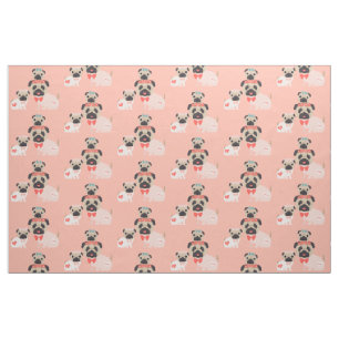 Mom and Babies Pugs Fabric