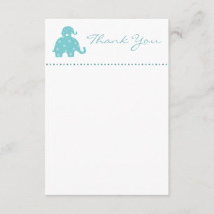 Mom and Baby Blue Elephant Flat Thank You Card