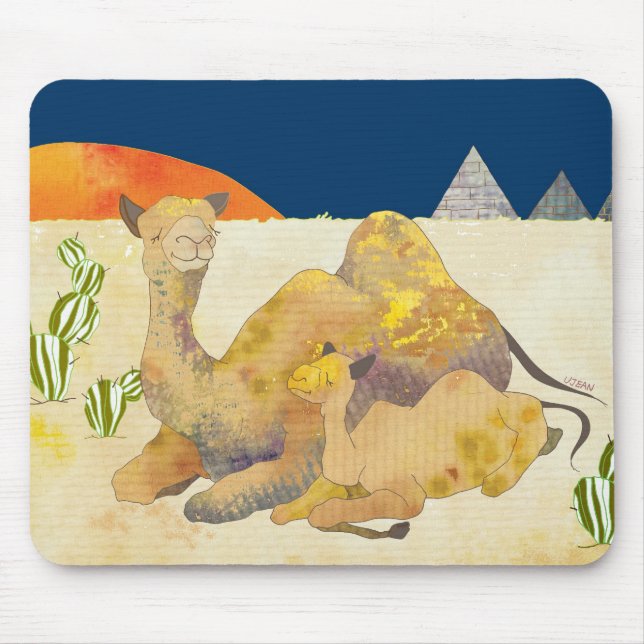 Mom and Baby Camels in Egypt Mouse Pad (Front)