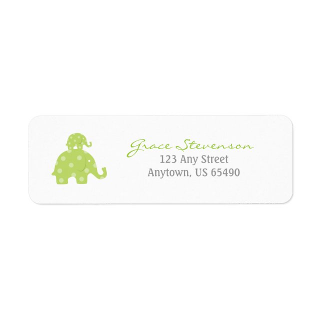 Mom and Baby Elephant Baby Labels (Front)