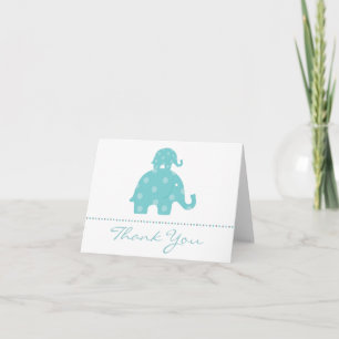 Mom and Baby Elephant Boy Folded Thank You Card