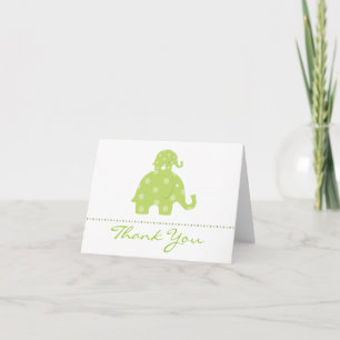 Mom and Baby Elephant Folded Thank You Card