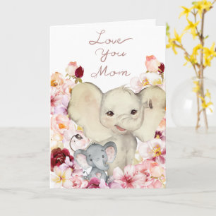 Mom and Baby Elephant Mother's Day Card