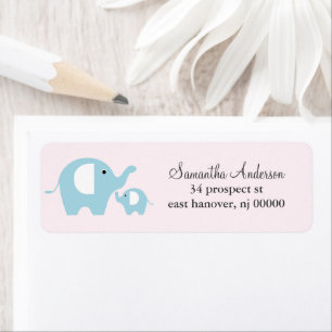 Mom and Baby Elephant Return Address Labels