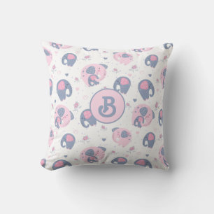 Mom and Baby Elephant Throw Pillow