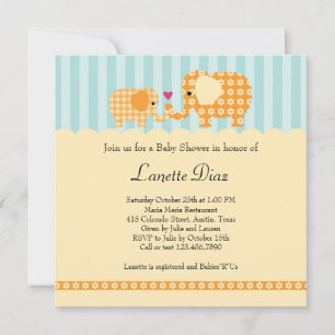 Mom and Baby Elephant Unisex Baby Shower Invitatio Invitation
