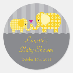 Mom and Baby Elephant Unisex Favour Sticker