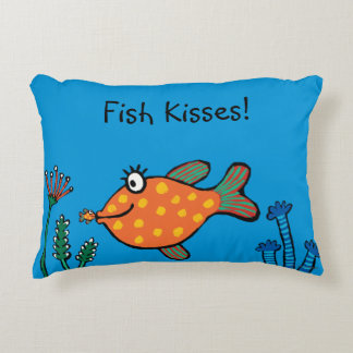 Mom and Baby Fish Kisses Decorative Pillow