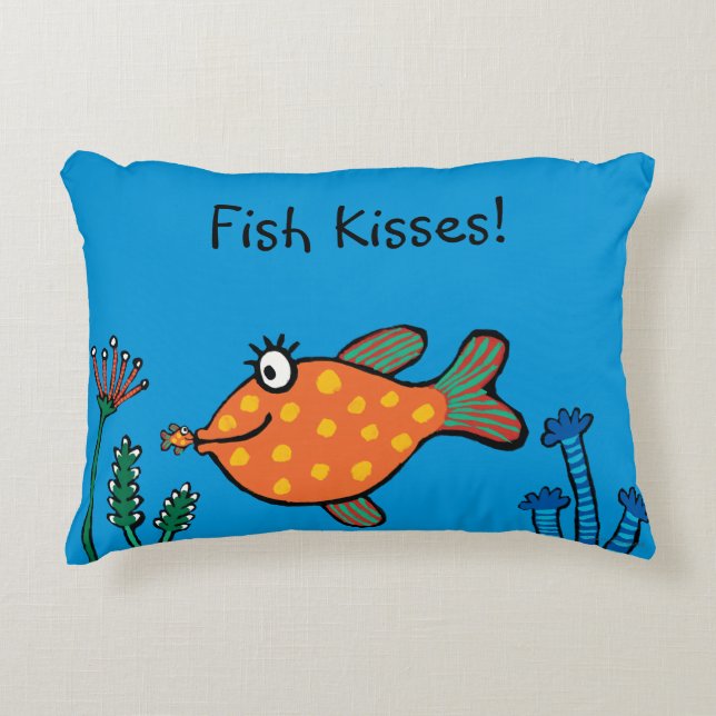 Mom and Baby Fish Kisses Decorative Pillow (Front)