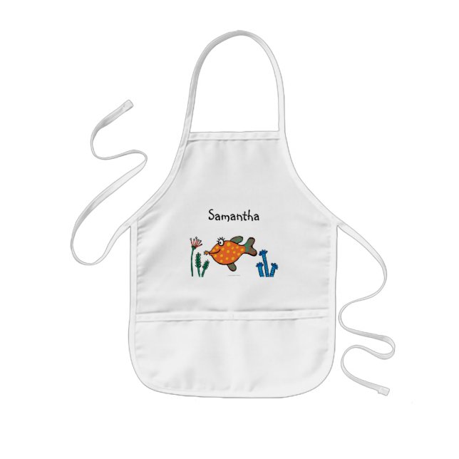 Mom and Baby Fish Kisses Kids Apron (Front)