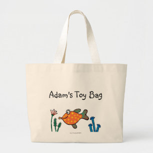 Mom and Baby Fish Kisses Large Tote Bag