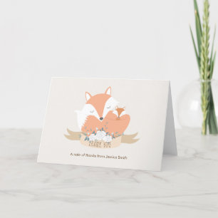 Mom and Baby Foxes Baby Shower Thank You Card