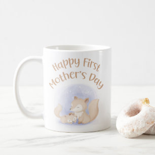 Mom and baby foxes – happy first mother’s day coffee mug