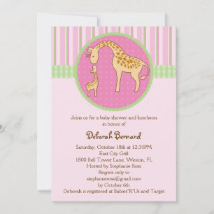 Mom and Baby Giraffe Baby Girl Shower Invitation