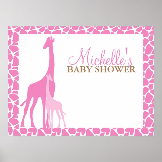 Mom and Baby Giraffe Baby Shower Welcome Sign (Front)