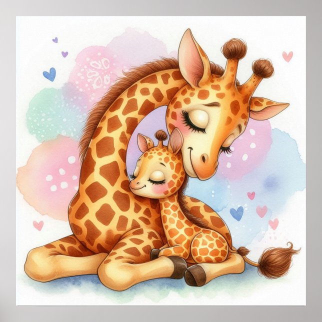 Mom and Baby Giraffe Poster (Front)