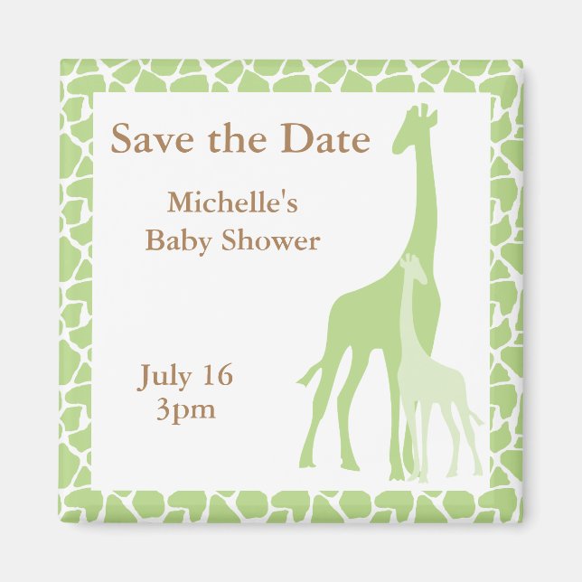 Mom and Baby Giraffe Save the Date Magnets (Front)