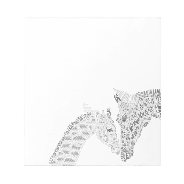 Mom and Baby Giraffe Typography Notepad (Front)
