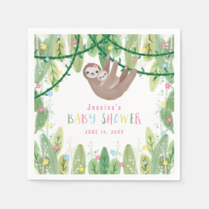 Mom and Baby Girl Sloth Jungle theme Napkin