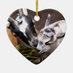 Mom and Baby Goat Ceramic Ornament