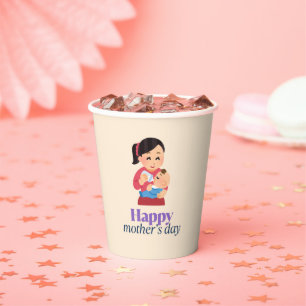 Mom and baby, happy mother's day paper cups