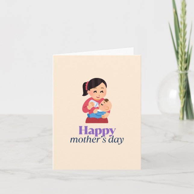 Mom and baby, happy mother's day thank you card (Front)
