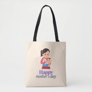 Mom and baby, happy mother's day tote bag