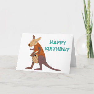 Mom and Baby Kangaroo Birthday Card