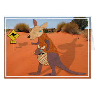 Mom and Baby Kangaroo in the Outback Blank